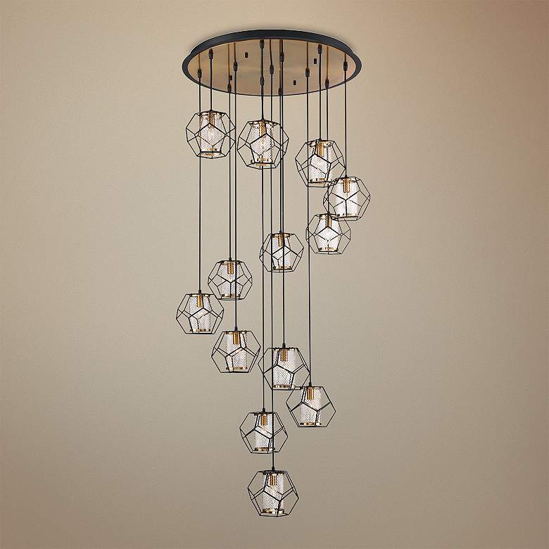 Image 1 Bettino 32 1/2" Wide Matte Black Multi-Light Modern Pendant