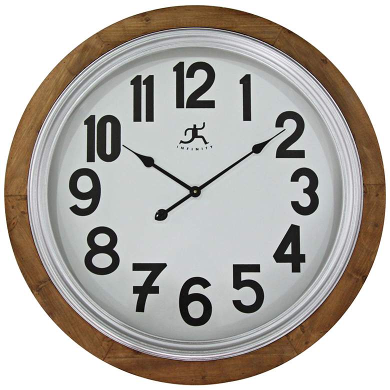 Image 1 Bettville White Wood 30 3/4 inch Round Wall Clock