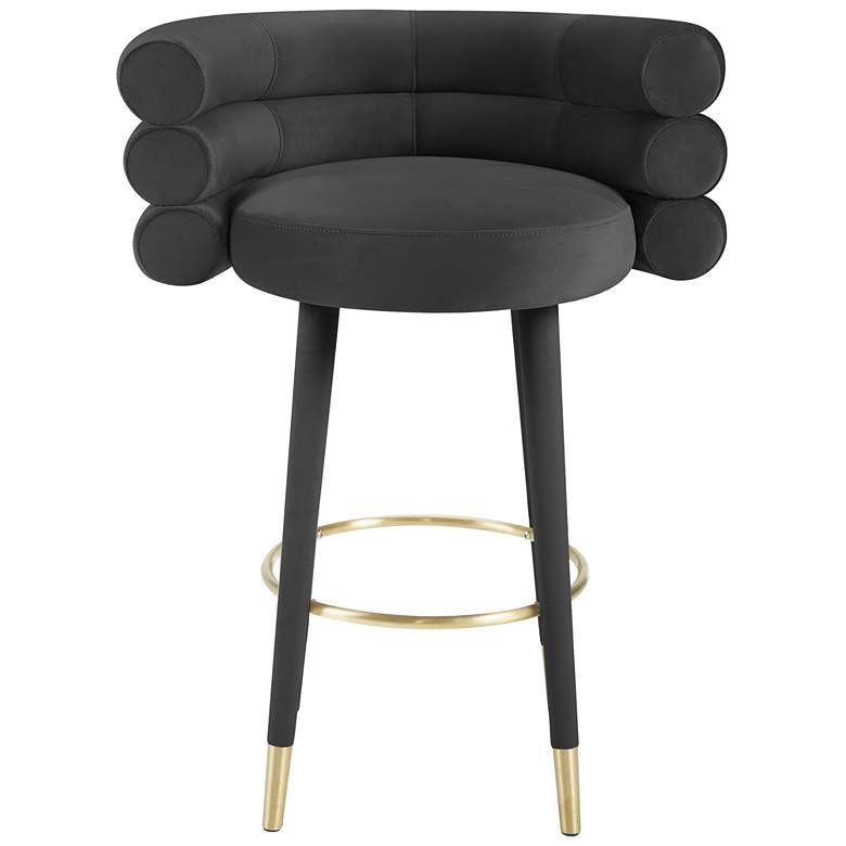 Image 3 Betty 30 1/4 inch Black Velvet Bar Stool more views