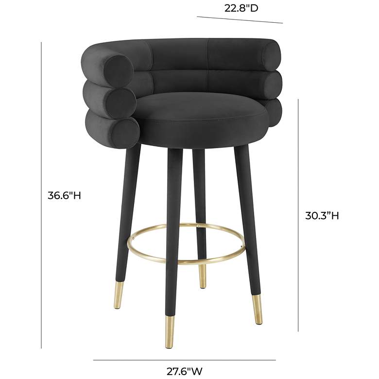 Image 4 Betty 30 1/4" Black Velvet Bar Stool more views
