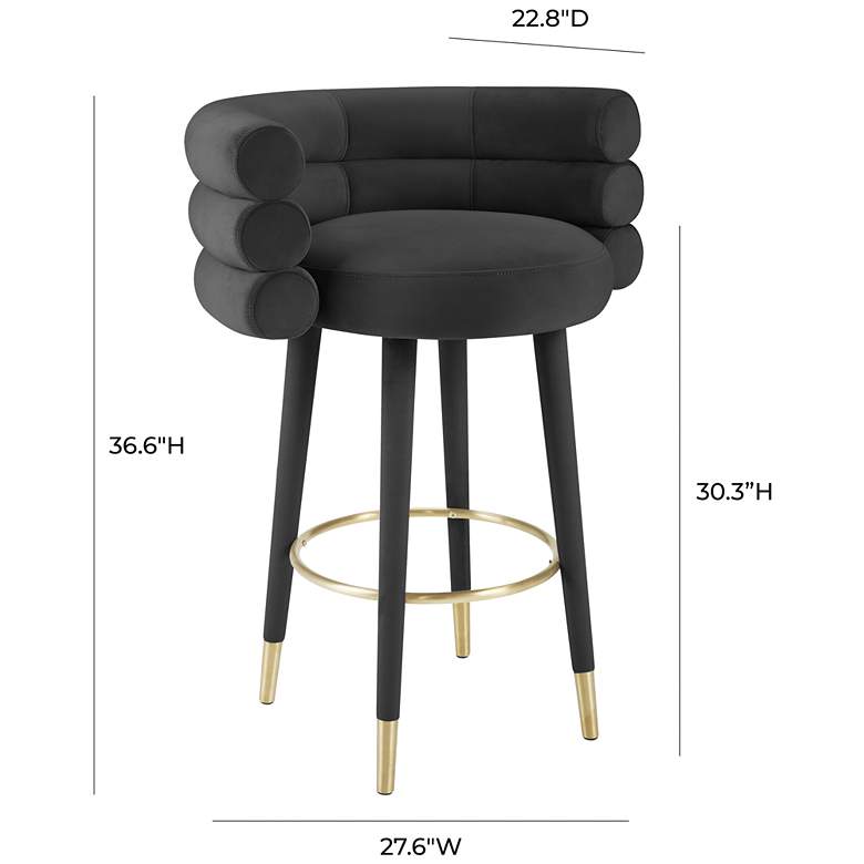 Image 4 Betty 30 1/4 inch Black Velvet Bar Stool more views