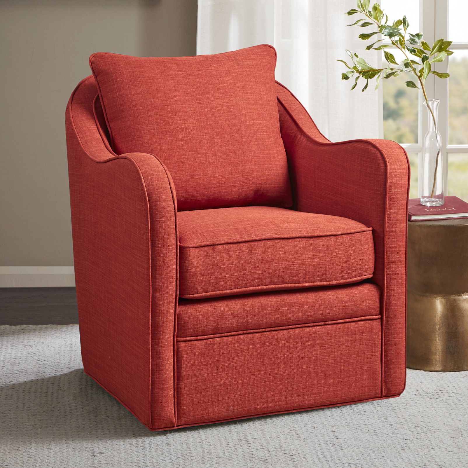 Orange discount swivel armchair