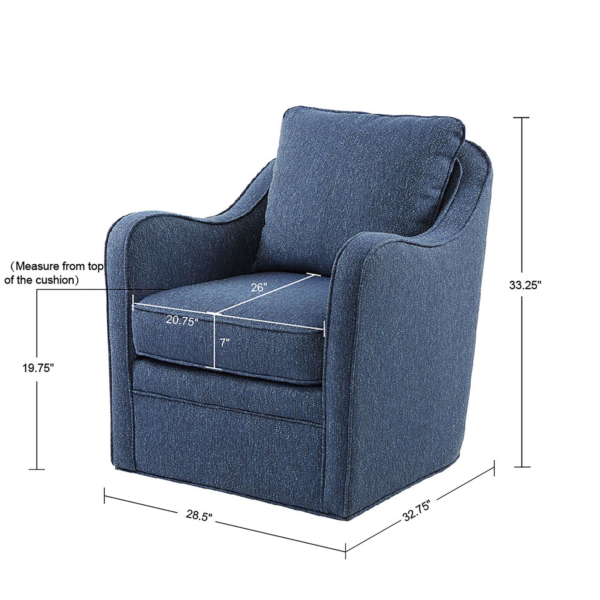 Betty Navy Fabric Swivel Accent Armchair