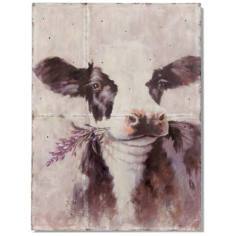 Image 1 Betty Sue Who - Rustic Farmhouse Design Cow Printed Wall Art - Multi-Color