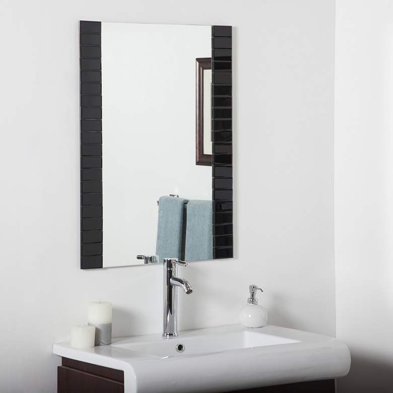 Image 1 Beveled Black 23 1/2 inch x 31 1/2 inch Bathroom Wall Mirror