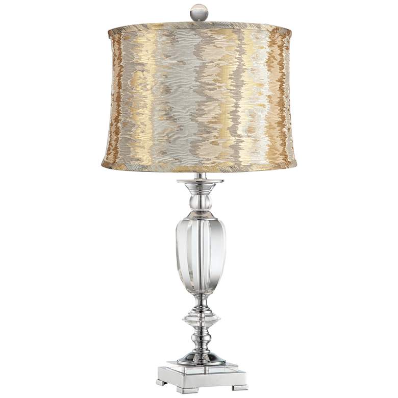 Image 1 Beveled Crystal Urn Table Lamp with Cream and Gold Shade