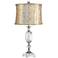 Beveled Crystal Urn Table Lamp with Cream and Gold Shade