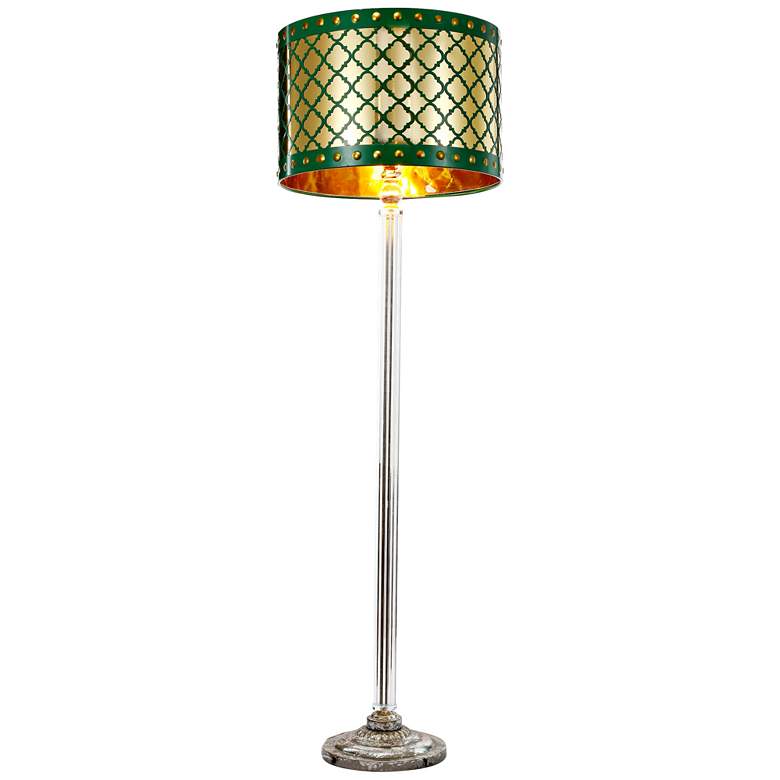 Image 1 Beverley Gold and Green Column Floor Lamp