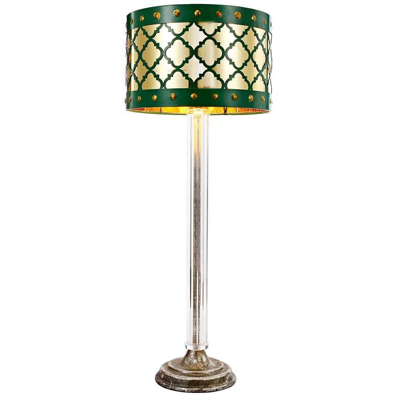 Image 1 Beverley Gold and Green Column Table Lamp