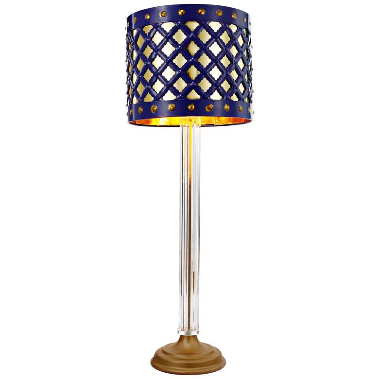 Image 1 Beverley Gold and Navy Blue Column Table Lamp