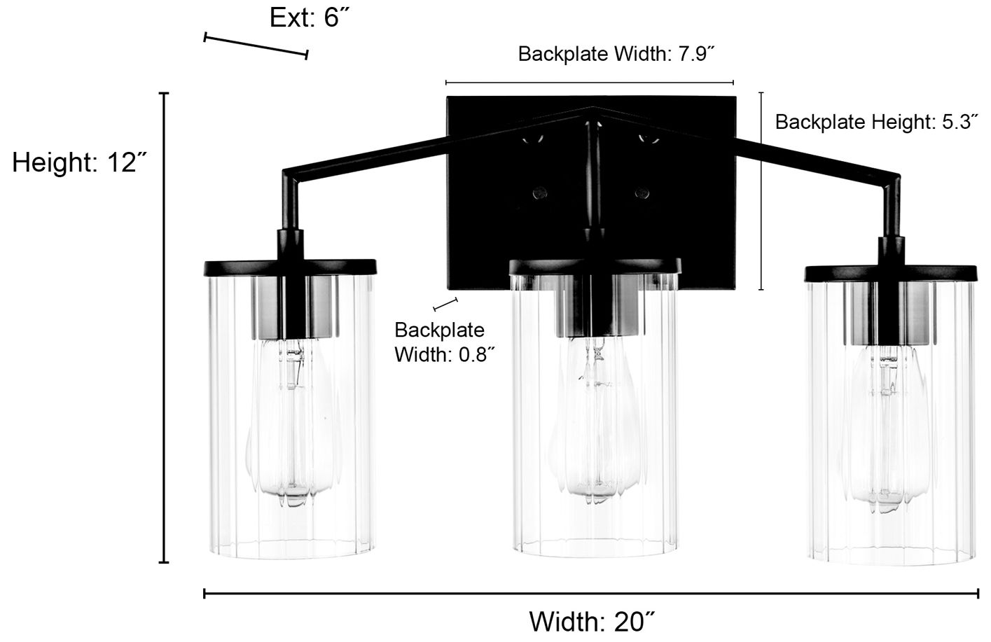 Beverlly 20" Wide 3-Light Vanity in Brushed Nickel