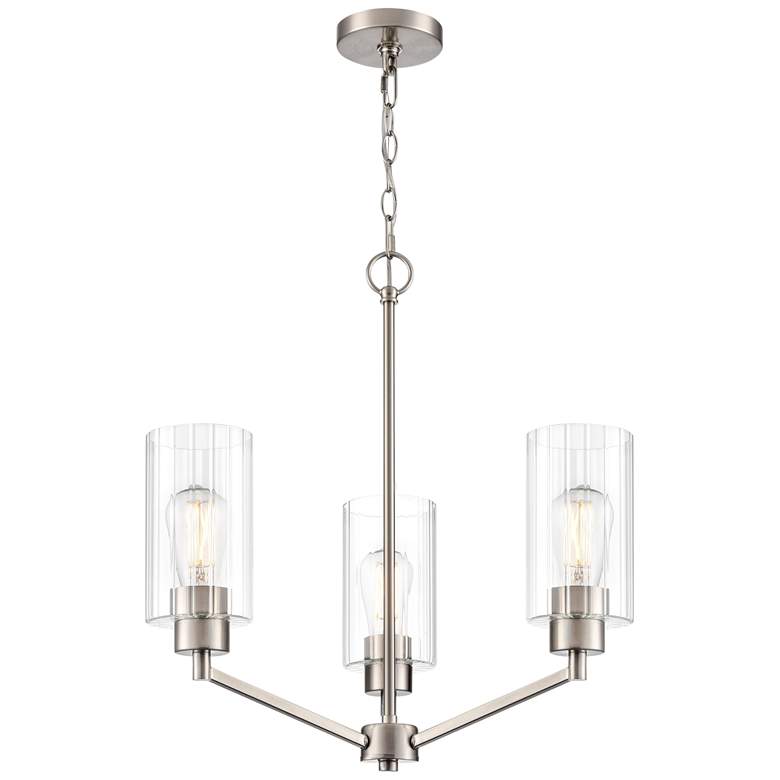 Image 1 Beverlly 21" Wide 3-Light Chandelier in Brushed Nickel