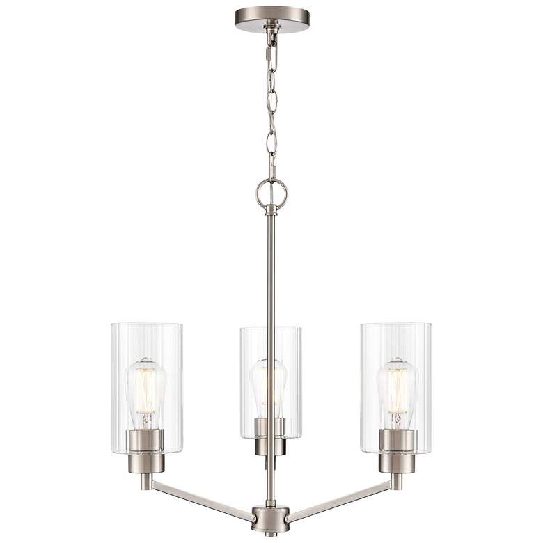 Image 2 Beverlly 21" Wide 3-Light Chandelier in Brushed Nickel more views