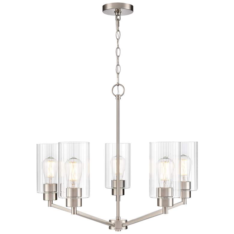 Image 1 Beverlly 26" Wide 5-Light Chandelier in Brushed Nickel