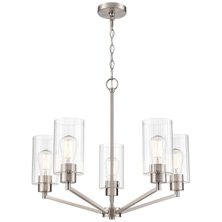 Image 2 Beverlly 26" Wide 5-Light Chandelier in Brushed Nickel more views