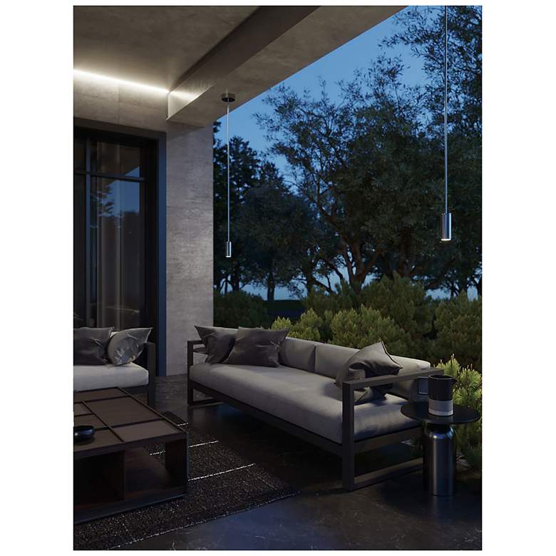 Image 2 Beverly 5.91" Wide Satin Nickel Outdoor LED Pendant more views