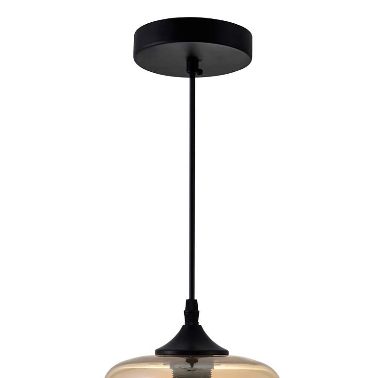 Image 5 Beverly 7" Wide Black Mini Pendant with Cognac Glass more views