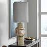 Beverly Brass Metal and Beige Glass Geometric Table Lamp