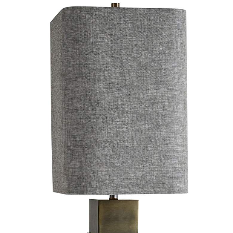 Image 3 Beverly Brass Metal and Beige Glass Geometric Table Lamp more views