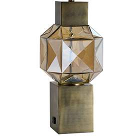 Image4 of Beverly Brass Metal and Beige Glass Geometric Table Lamp more views