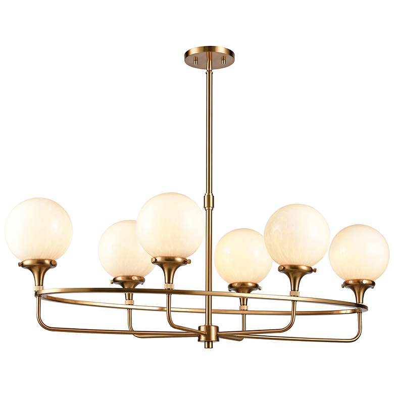 Image 2 Beverly Hills 38" Wide 6-Light Linear Chandelier - Satin Brass