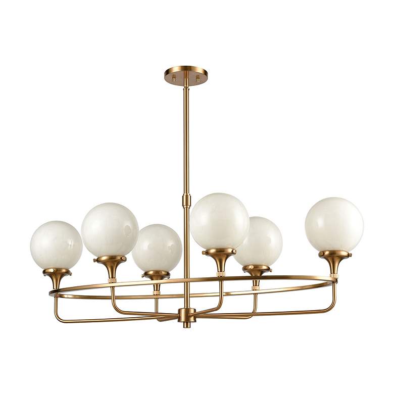 Image 3 Beverly Hills 38" Wide 6-Light Linear Chandelier - Satin Brass more views
