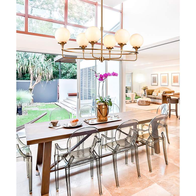 Image 6 Beverly Hills 38" Wide 6-Light Linear Chandelier - Satin Brass more views