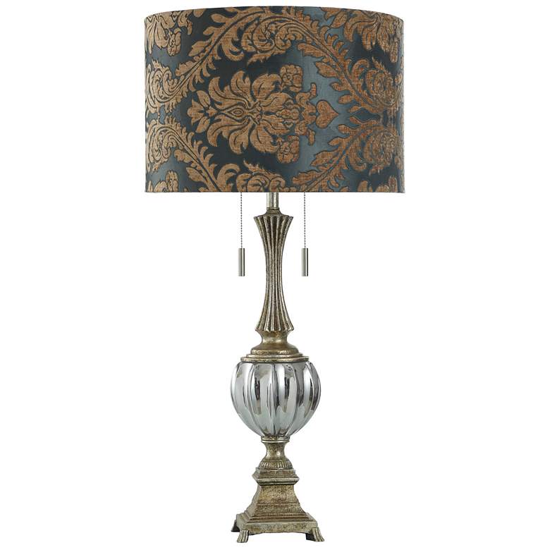 Image 2 Beverly Smoked Metallic Glass and Antique Brass Table Lamp