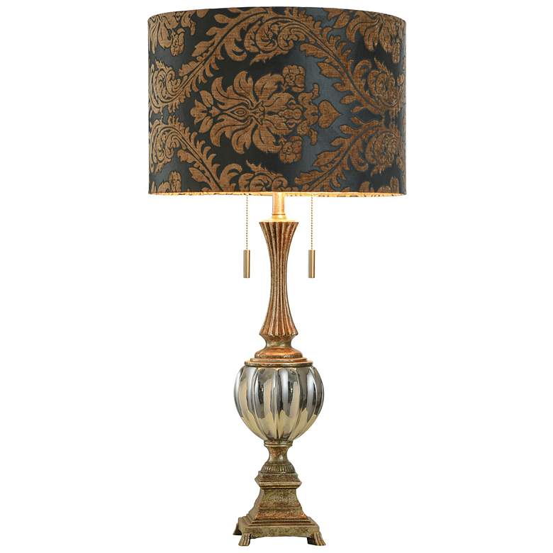 Image 6 Beverly Smoked Metallic Glass and Antique Brass Table Lamp more views