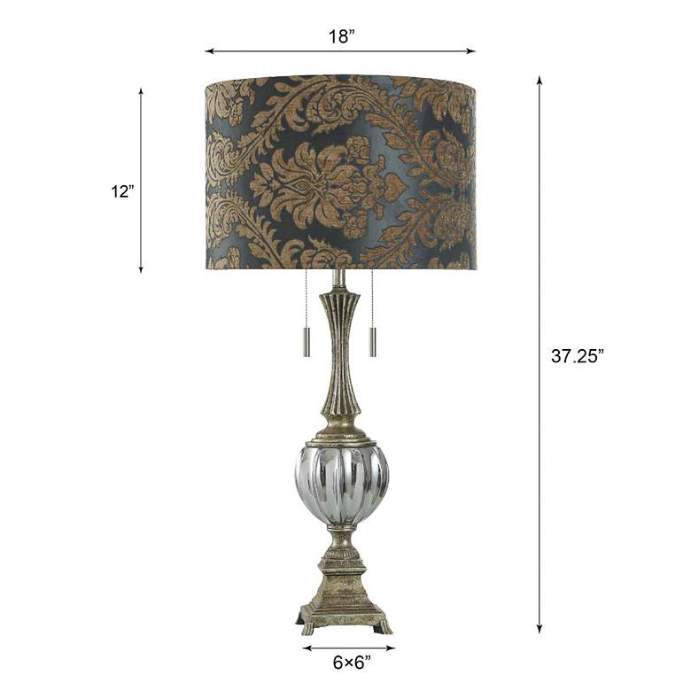 Image 7 Beverly Smoked Metallic Glass and Antique Brass Table Lamp more views