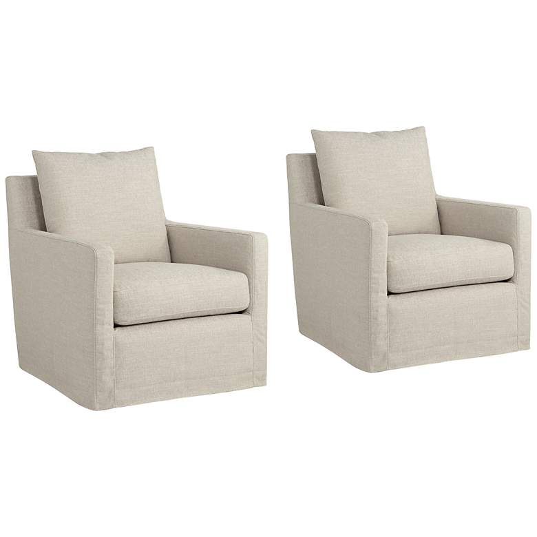 Image 1 Beverly Wiley Flax Fabric Swivel Glider Accent Chairs Set of 2