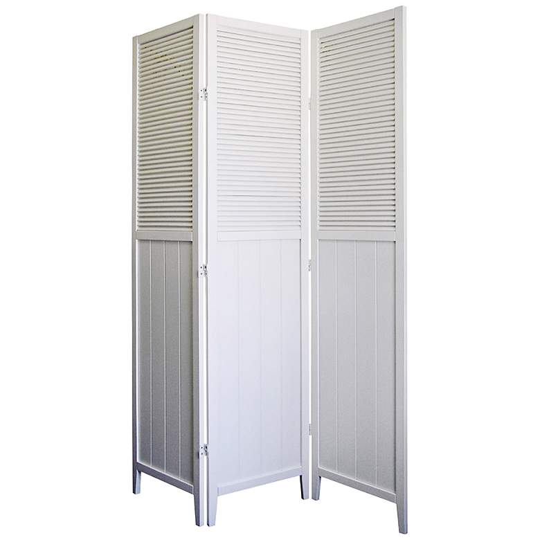 Bevington 50&quot; Wide White Shutter Door 3-Panel Room Divider