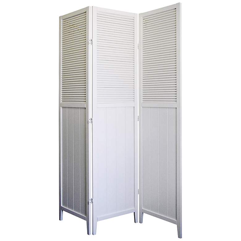 Image 1 Bevington 50 inch Wide White Shutter Door 3-Panel Room Divider