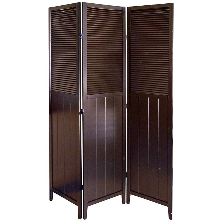 Image 1 Bevington Espresso Shutter Door 3-Panel Room Divider