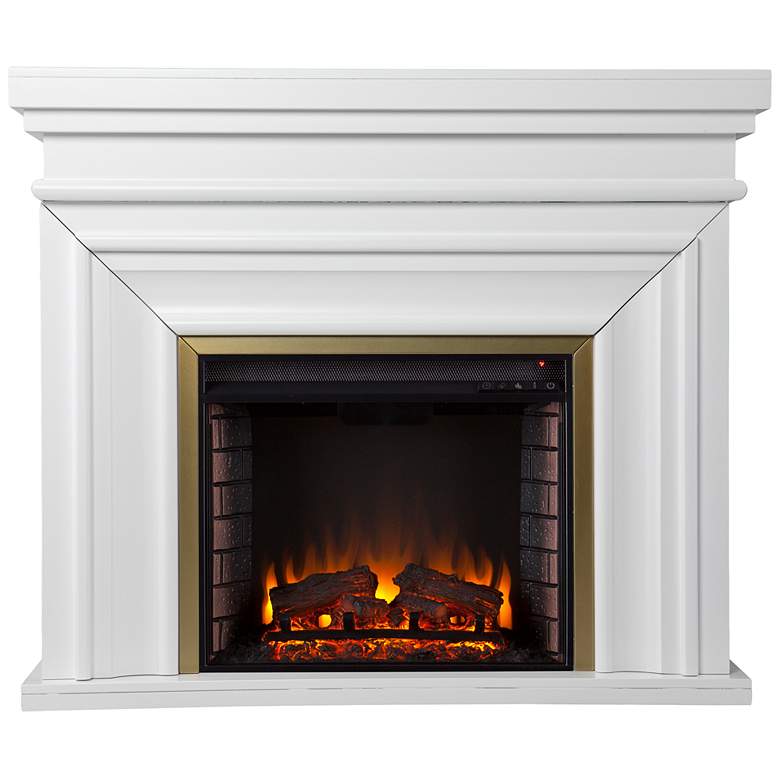 Image 2 Bevonly 45 3/4" Wide White Gold Wood Electric Fireplace