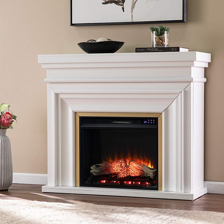 Image 1 Bevonly White Wood Electric Fireplace