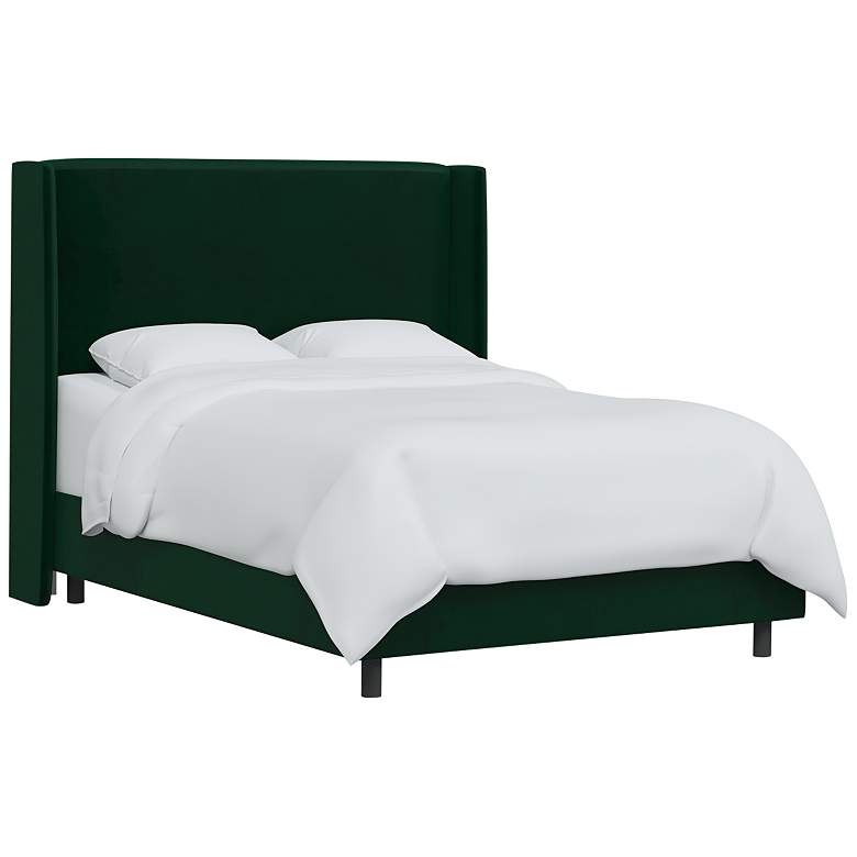 Image 1 Bexa Fauxmo Emerald Fabric Queen Size Wingback Bed