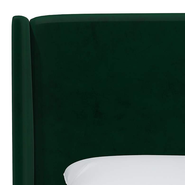 Image 2 Bexa Fauxmo Emerald Fabric Queen Size Wingback Bed more views
