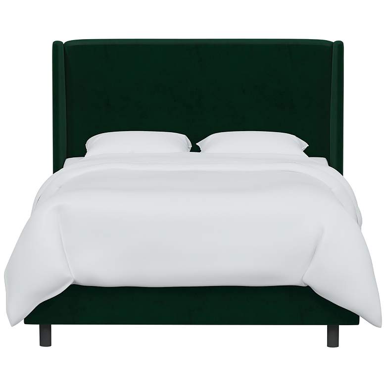 Bexa Fauxmo Emerald Fabric Queen Size Wingback Bed more views