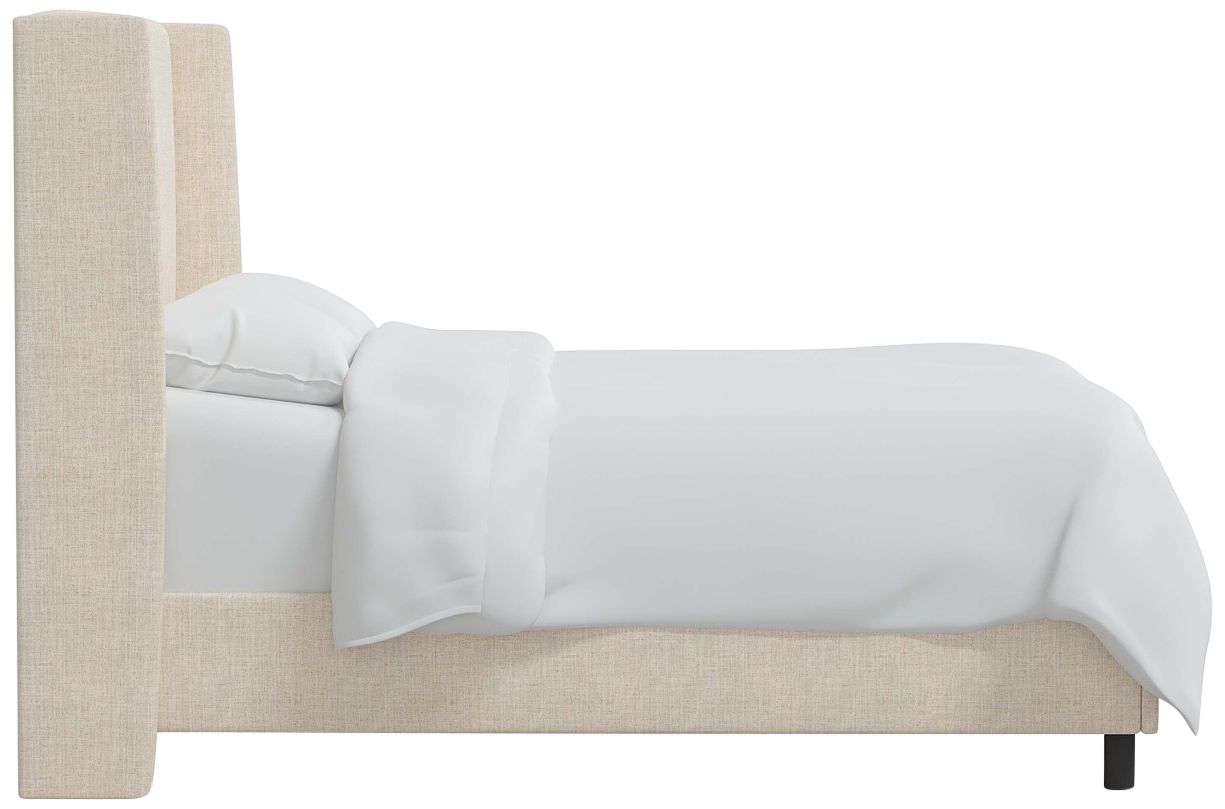 Bexa Linen Talc Fabric Queen Size Wingback Bed - Made to Order