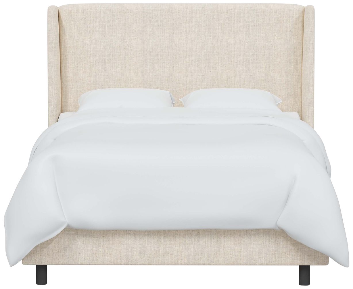 Bexa Linen Talc Fabric Queen Size Wingback Bed - Made to Order
