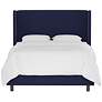 Bexa Twill Navy Fabric Queen Size Wingback Bed