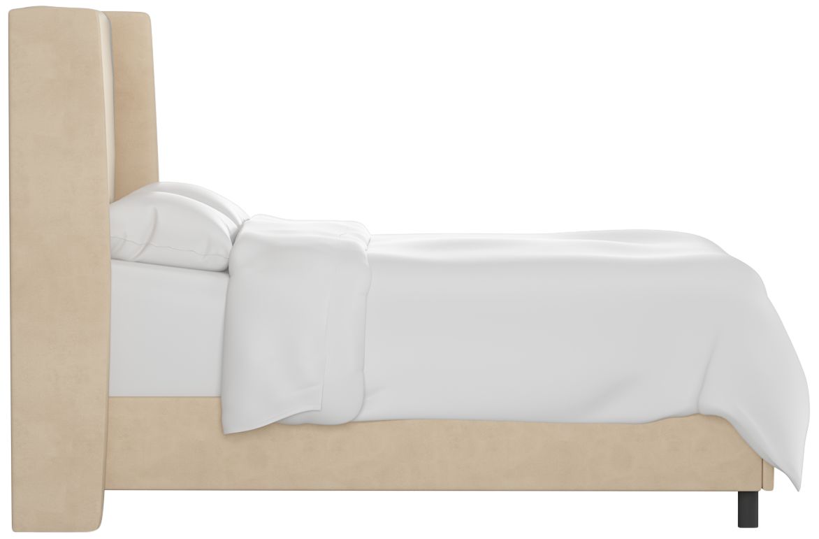 Bexa Velvet Pearl Fabric Queen Size Wingback Bed - Made to Order