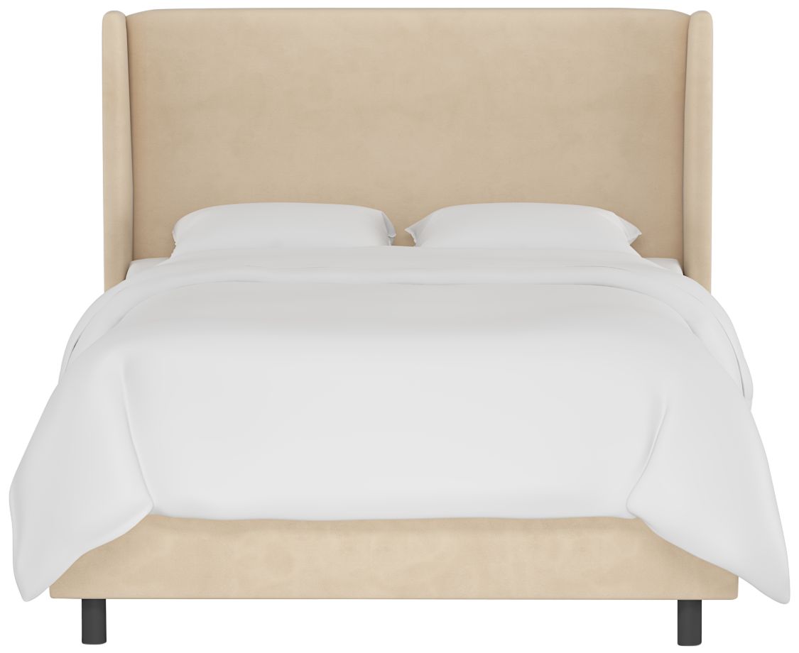 Bexa Velvet Pearl Fabric Queen Size Wingback Bed - Made to Order