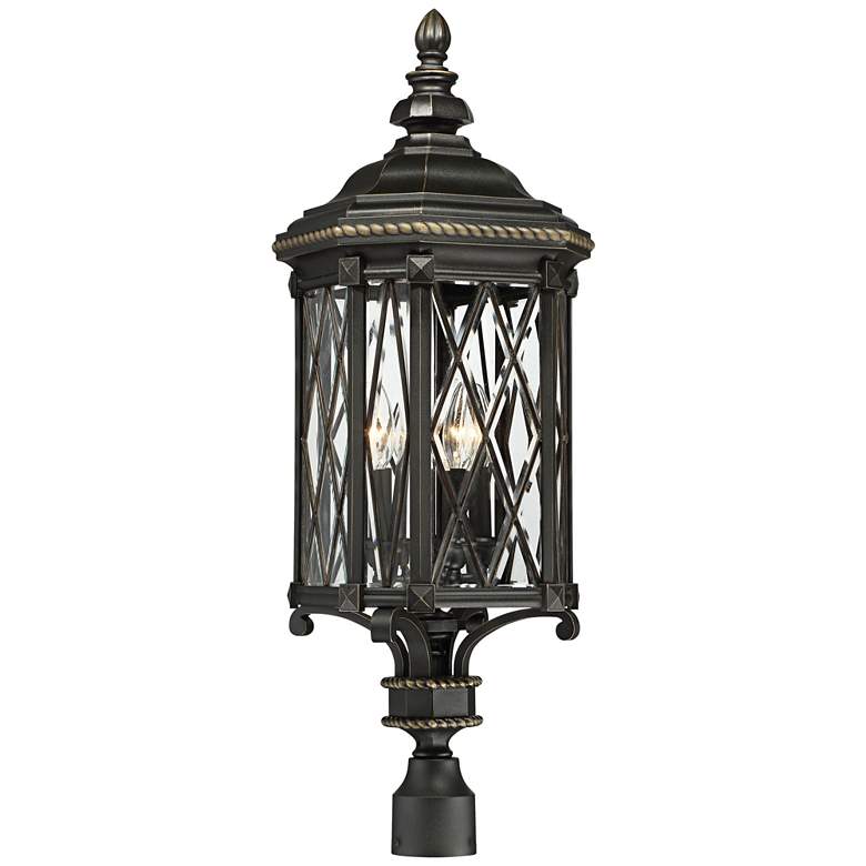 Image 1 Bexley Manor 32 1/2"H Diamond Black Outdoor Post Light