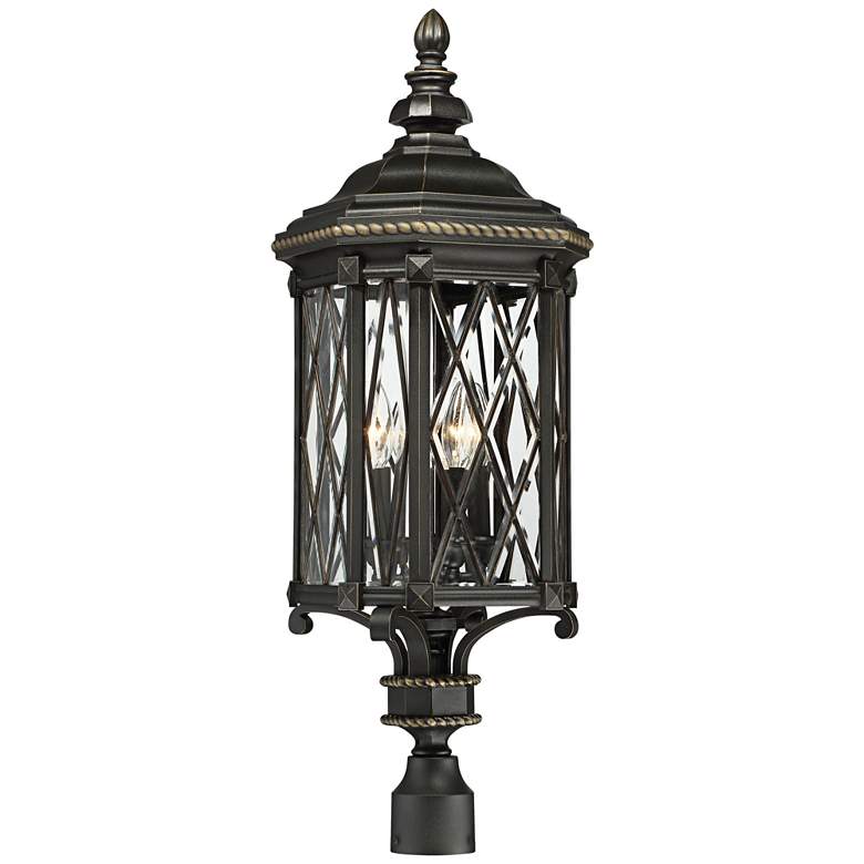 Image 1 Bexley Manor 32 1/2 inchH Diamond Black Outdoor Post Light