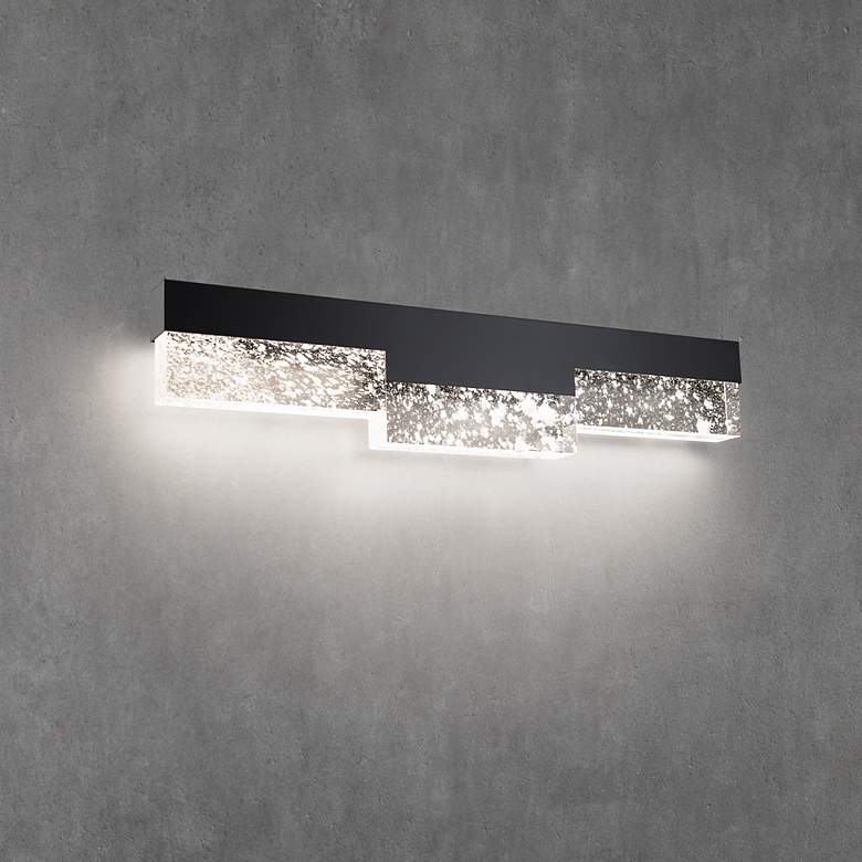 Image 1 Beyond Chandler 27" Wide Black Clear Crystal 3-Light Bath/Wall Light