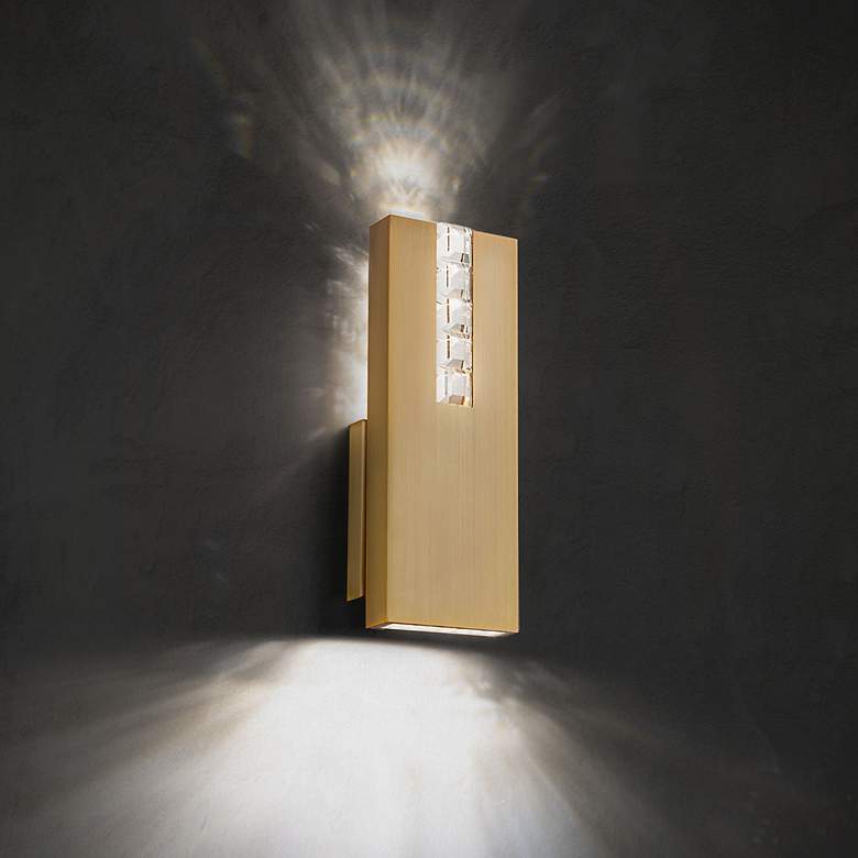 Image 1 Beyond Helios 5" Wide Aged Brass Clear Crystal 1-Light Wall Sconce