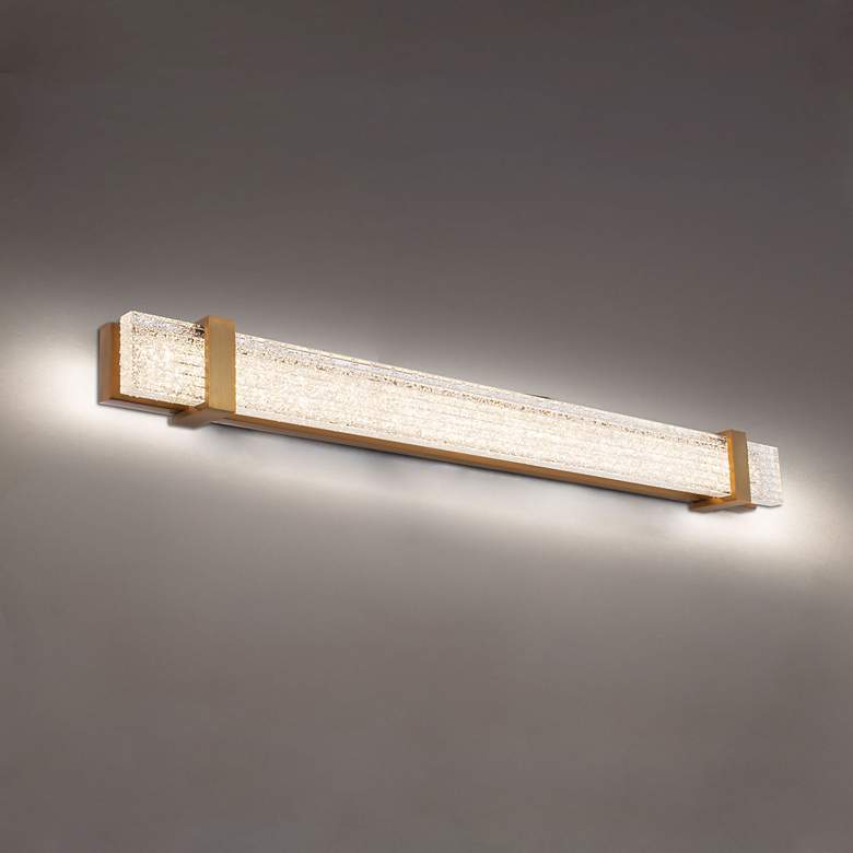 Image 1 Beyond Verandah 37" Wide Aged Brass Clear Crystal 1-Light Bath/Wall Li