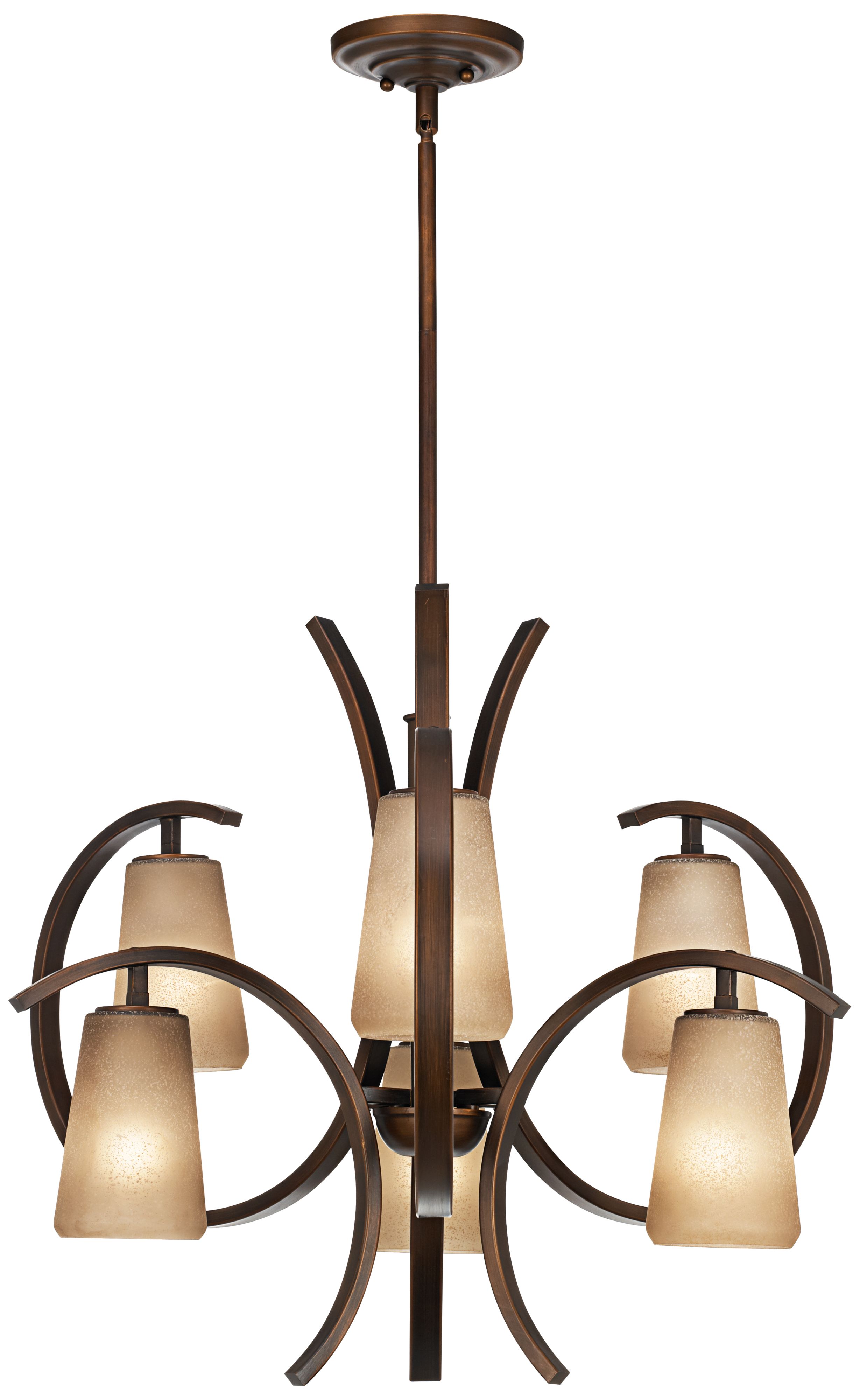 Bezier 6-Light 30" Wide Curved Frame Iron Chandelier